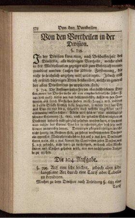 Von den Vortheilen in der Division.
