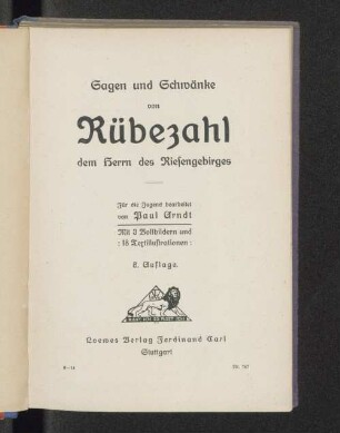 Sagen und Schwänke von Rübezahl dem Herrn des Riesengebirges : Mit 3 Vollbildern und 18 Textillustrationen