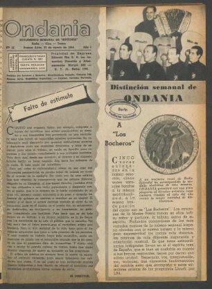 Distinción semanal de Ondania a "Los Bocheros"