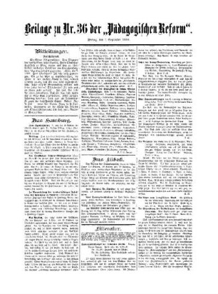 Mitteilungen : Beilage zu No. 36 der Pädagogischen Reform