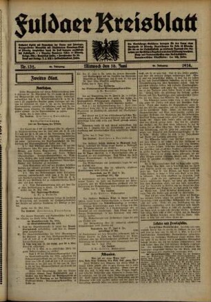 Zweite Ausgabe vom Mittwoch, den 10. Juni 1914.