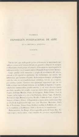 Primera exposición internacional de arte en la República Argentina - (Conclusión)