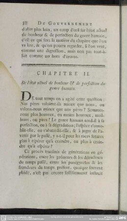 Chapitre II. De l'état actuel de bonheur & de perfection du genre humain