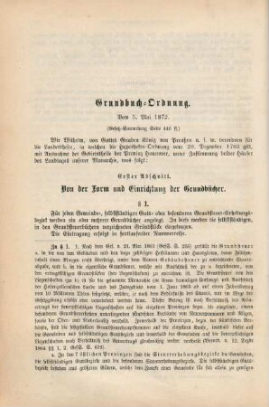 Grundbuch-Ordnung. Vom 5. Mai 1872.