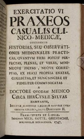 Exercitatio VI. / 1747.