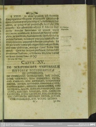 Caput XV. De Scriptoribus Universalis Historiae Ecclesiasticae Ex Lutheranis