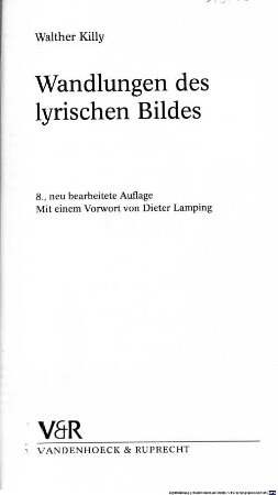 Wandlungen des lyrischen Bildes