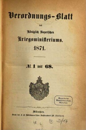 Verordnungs-Blatt. 1871
