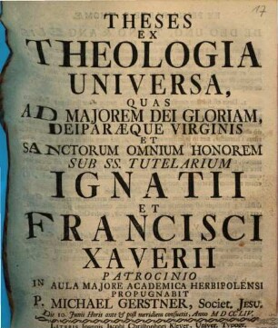 Theses Ex Theologia Universa