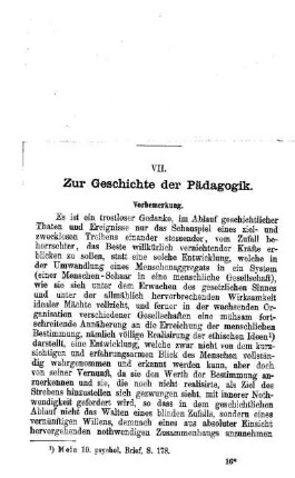 Zur Geschichte der Pädagogik