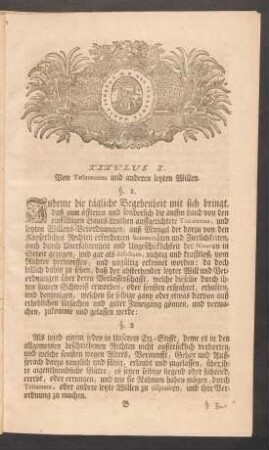Titulus I. Von Testamenten und anderen letzten Willen.