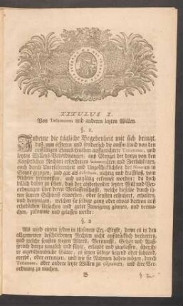Titulus I. Von Testamenten und anderen letzten Willen.