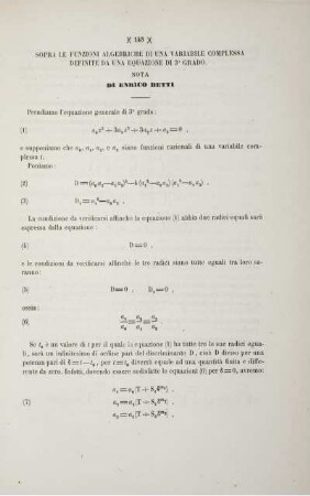 Sopra le funzioni algebriche di una variabile complessa definite da una equazione di 3° grado.