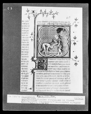 Grandes Chroniques de France — König Childerich tötet einen Gegner, Folio fol. 10