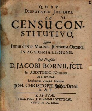 Disp. iur. de censu constitutivo