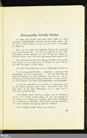 Pädagogische Sprüche Goethes