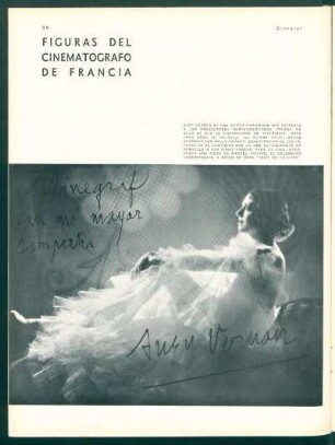 Figuras del cinematógrafo de Francia - Suzy Vernon - [Fotografía con la firma de la actriz]
