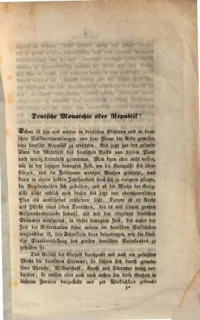 Deutsche Monarchie oder Republik?