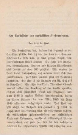276-306 Zur Apostellehre und apostolischen Kirchenordnung