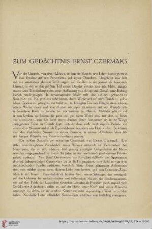 Zum Gedächtnis Ernst Czermaks