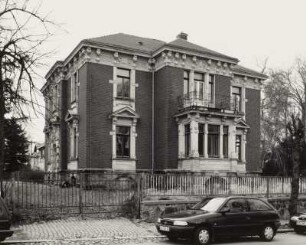 Mittweida, Villa : Mittweida, Villa, Poststraße 29, um 1900, Gartenseite
