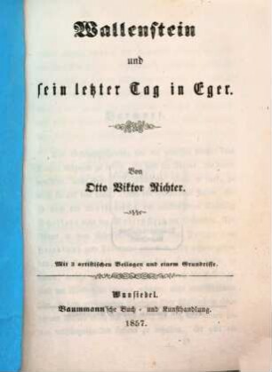 Wallenstein und sein letzter Tag in Eger