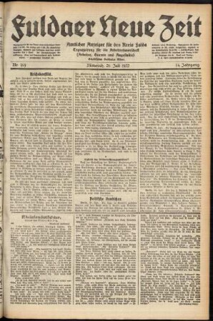 Ausgabe vom Mittwoch, den 26. Juli 1922.