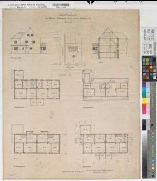 Münster (Münster) Häuser Goldstraße Nr. 47 und 49 Grundrisse, Ansicht, Schnitt, Lageplan 1949 1 : 100/500 70 x 56 Zeichnung Wohnstättengesellschaft Münsterland Wohnungsgesellschaft Münsterland