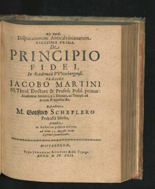 ... Vigesima Prima. Respondente M. Gottfried Scheflero.