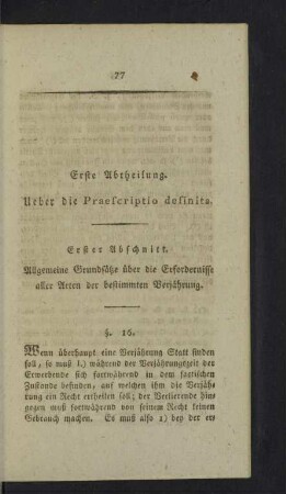 Erste Abtheilung. Ueber die Praescriptio definita.