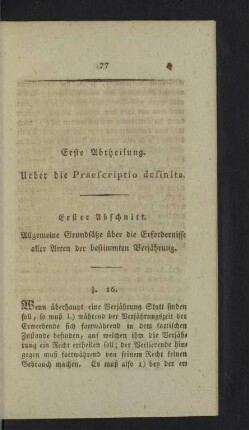Erste Abtheilung. Ueber die Praescriptio definita.