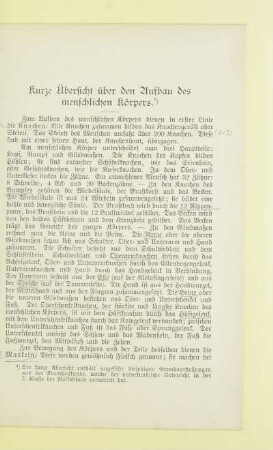 Kurze Übersicht über den Aufbau des menschlichen Körpers