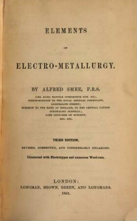Elements of Electro-Metallurgy