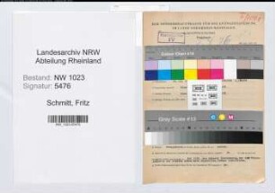 Entnazifizierung Fritz Schmitt , geb. 11.12.1886 (Verw.Inspektor)