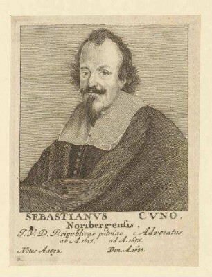 Dr. Jur. utr. Sebastianus Cuno (= Kuhn) aus Nürnberg; geb. 1592; gest. 1655