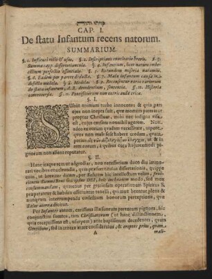 Cap. I. De statu Infantum recens natorum