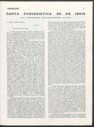 Carta periodística de un indio