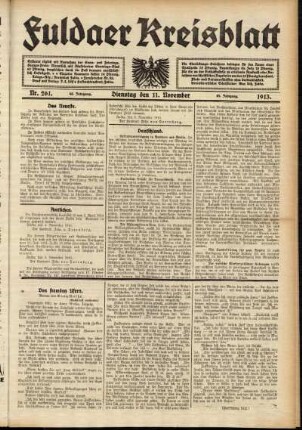 Ausgabe vom Dienstag, den 11. November 1913.