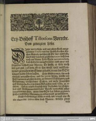 Ertz-Bischoff Tillotsons Vorrede. Dem geneigten Leser