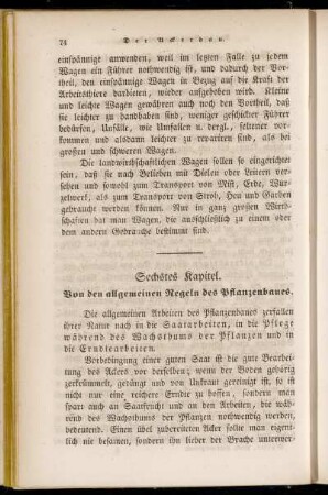 Sechstes Kapitel. Von den allgemeinen Regeln des Pflanzenbaues.