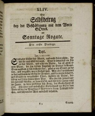 XLIV. Der Selbstbetrug bey der Beschäftigung mit dem Worte Gottes. am Sonntage Rogate.