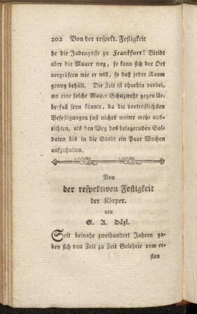 Von der respektiven Festigkeit der Körper. Von G. A. Däzl.