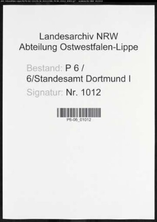 Sterberegister Standesamt Dortmund-Mitte I
