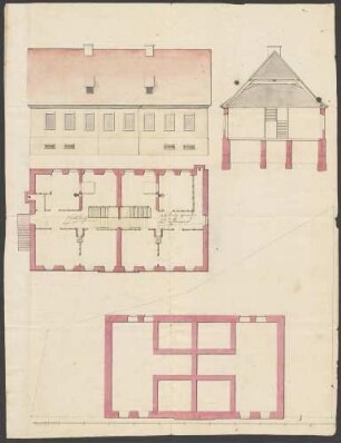 Bauplan zu den Reparaturen am katholischen Schulhaus in Bretten.