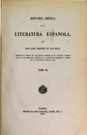 Historia crítica de la literatura española, 3
