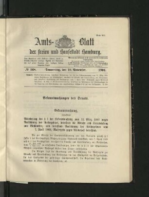 No. 168, 10. November 1904.