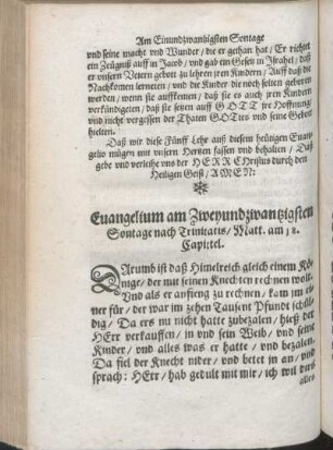 Euangelium am Zweyundzwantzigsten Sontage nach Trinitatis/ Matt. am 18. Capittel.