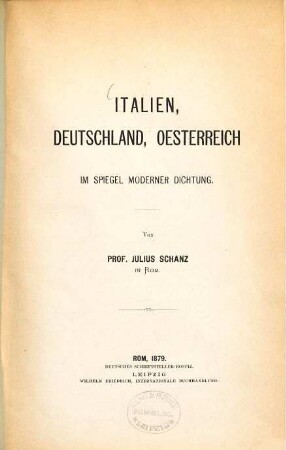 Italien, Deutschland, Oesterreich im Spiegel moderner Dichtung