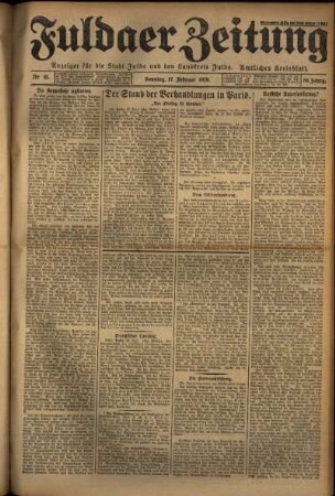 Erste Ausgabe vom Sonntag, den 17. Februar 1929.