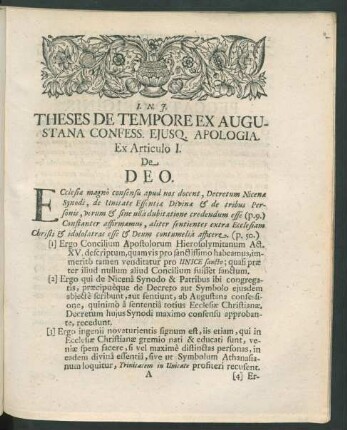 Ex Articulo I. De Deo.